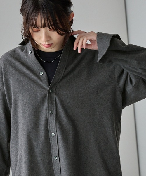 MONO-MART（モノマート）の「ビエラルーズレギュラーカラーネルシャツ（シャツ/ブラウス・メンズ・オフホワイト/グレー系/ダークブラウン/ベージュ系/ブラック/ダークグレー・S/L/M）」の3枚目の写真