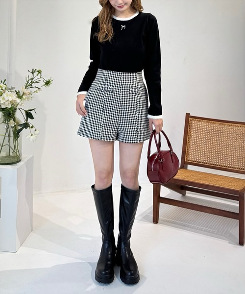 セール】千鳥柄ハイウエストショートパンツ≪2024AW新作≫（その他