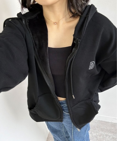 kirakiraShop(キラキラショップ)の「裏起毛 オーバーシルエット ロゴ パーカー(パーカー・レディース・クリーム/グレー/ブラック/レッド・FREE)」の10枚目の写真