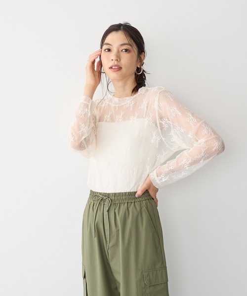 anyfee(エニフィー)の「【anyfee】チュールレースハイネックトップス《大きいサイズ/プラスサイズ》(Tシャツ/カットソー・レディース・ブラック/アイボリー・LL/3L/4L/5L)」の18枚目の写真