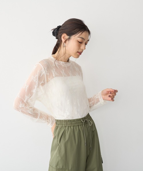 anyfee(エニフィー)の「【anyfee】チュールレースハイネックトップス《大きいサイズ/プラスサイズ》(Tシャツ/カットソー・レディース・ブラック/アイボリー・LL/3L/4L/5L)」の17枚目の写真