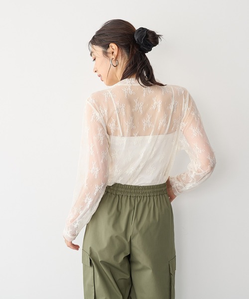 anyfee(エニフィー)の「【anyfee】チュールレースハイネックトップス《大きいサイズ/プラスサイズ》(Tシャツ/カットソー・レディース・ブラック/アイボリー・LL/3L/4L/5L)」の15枚目の写真