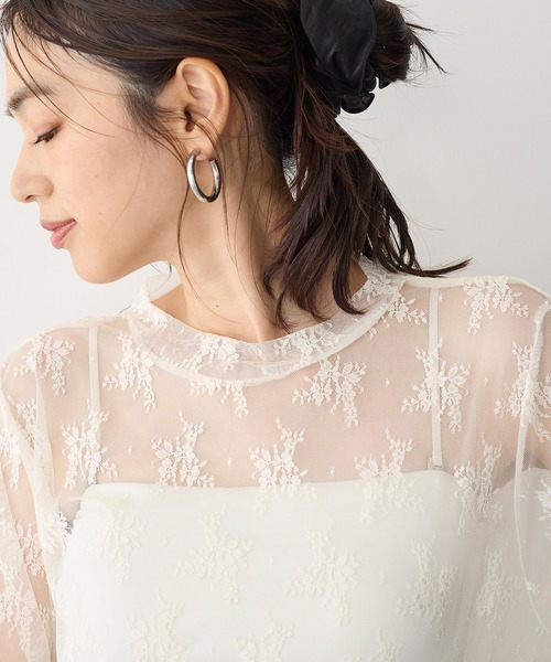 anyfee(エニフィー)の「【anyfee】チュールレースハイネックトップス《大きいサイズ/プラスサイズ》(Tシャツ/カットソー・レディース・ブラック/アイボリー・LL/3L/4L/5L)」の13枚目の写真