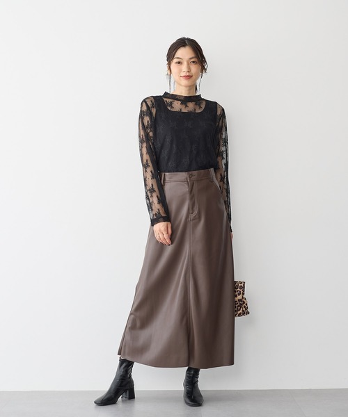 anyfee(エニフィー)の「【anyfee】チュールレースハイネックトップス《大きいサイズ/プラスサイズ》(Tシャツ/カットソー・レディース・ブラック/アイボリー・LL/3L/4L/5L)」の12枚目の写真