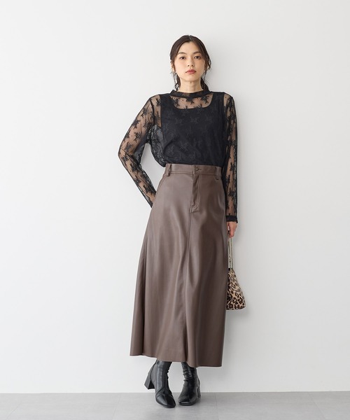 anyfee(エニフィー)の「【anyfee】チュールレースハイネックトップス《大きいサイズ/プラスサイズ》(Tシャツ/カットソー・レディース・ブラック/アイボリー・LL/3L/4L/5L)」の11枚目の写真