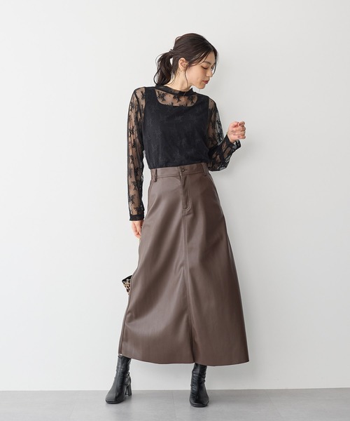 anyfee(エニフィー)の「【anyfee】チュールレースハイネックトップス《大きいサイズ/プラスサイズ》(Tシャツ/カットソー・レディース・ブラック/アイボリー・LL/3L/4L/5L)」の9枚目の写真