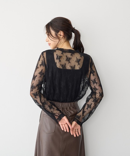 anyfee(エニフィー)の「【anyfee】チュールレースハイネックトップス《大きいサイズ/プラスサイズ》(Tシャツ/カットソー・レディース・ブラック/アイボリー・LL/3L/4L/5L)」の6枚目の写真