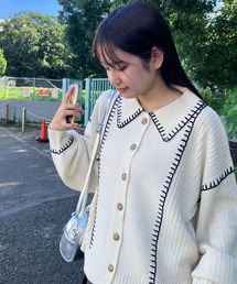 AS KNOW AS plus | ◇ハンドステッチ ビッグカラーニットカーディガン(カーディガン/ボレロ)