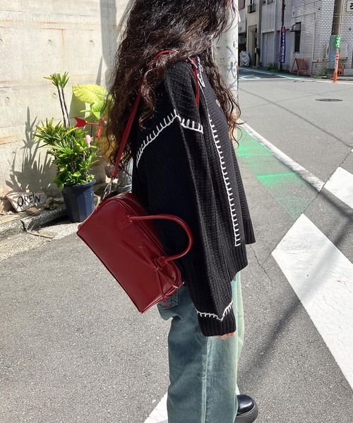 AS KNOW AS plus（アズノゥアズプラス）の「◇ハンドステッチ ビッグカラーニットカーディガン（カーディガン/ボレロ・レディース・アイボリー系/サックスブルー系/ブラック系/ブラウン系/カーキ系・FREE）」の21枚目の写真