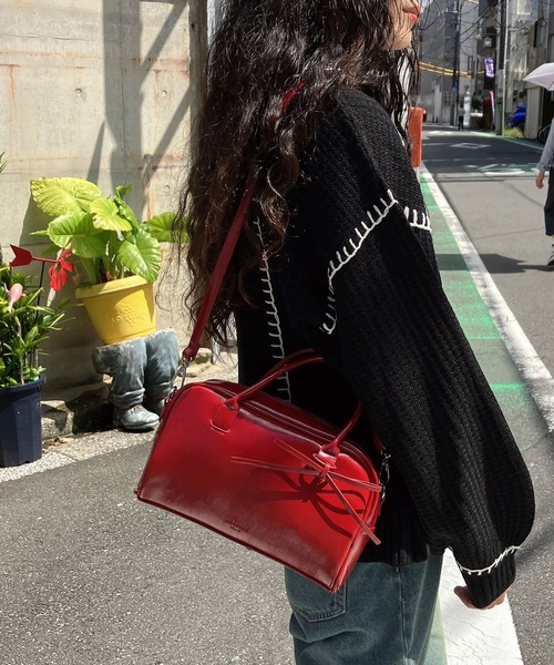 AS KNOW AS plus（アズノゥアズプラス）の「◇ハンドステッチ ビッグカラーニットカーディガン（カーディガン/ボレロ・レディース・アイボリー系/サックスブルー系/ブラック系/ブラウン系/カーキ系・FREE）」の22枚目の写真