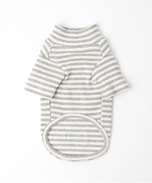 moncheri（モンシェリ）の「保温ボーダーハイネックトップス（ペットウェア・レディース・グレー/カーキ/ベージュ・S/M/L/XL/XS/2M）」の9枚目の写真