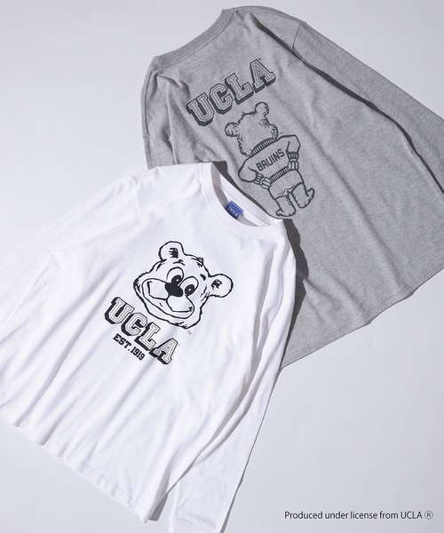 UCLA（ユーシーエルエー）の「UCLA Bear ビックシルエット　ロンT（Tシャツ/カットソー・メンズ・ホワイト/ヘザーグレー・M/L）」の3枚目の写真