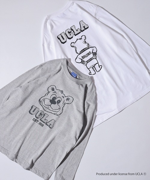 UCLA（ユーシーエルエー）の「UCLA Bear ビックシルエット　ロンT（Tシャツ/カットソー・メンズ・ホワイト/ヘザーグレー・M/L）」の4枚目の写真