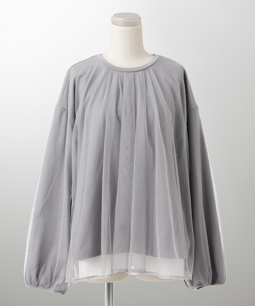 HUIT bouquet(ユイット)の「セレクト チュールドッキング プルオーバー HUIT(Tシャツ/カットソー・レディース・ブラック/グレー/ホワイト・M)」の2枚目の写真