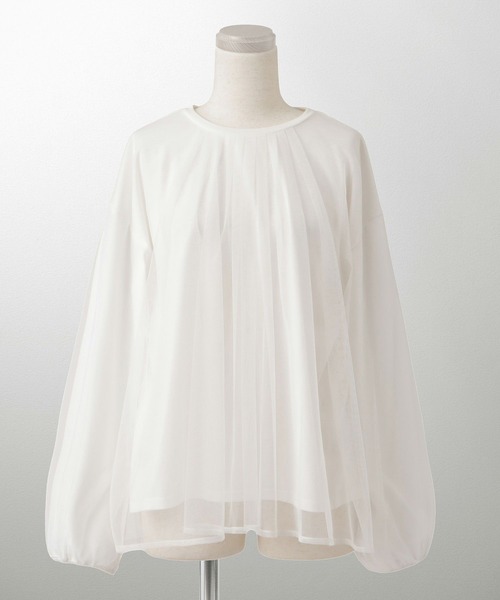 HUIT bouquet(ユイット)の「セレクト チュールドッキング プルオーバー HUIT(Tシャツ/カットソー・レディース・ブラック/グレー/ホワイト・M)」の3枚目の写真