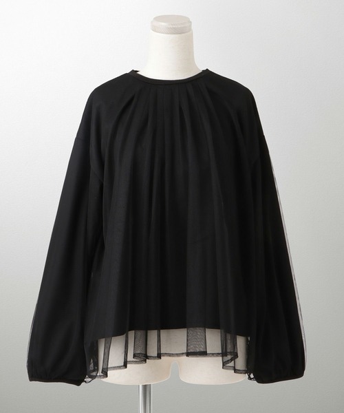 HUIT bouquet(ユイット)の「セレクト チュールドッキング プルオーバー HUIT(Tシャツ/カットソー・レディース・ブラック/グレー/ホワイト・M)」の1枚目の写真