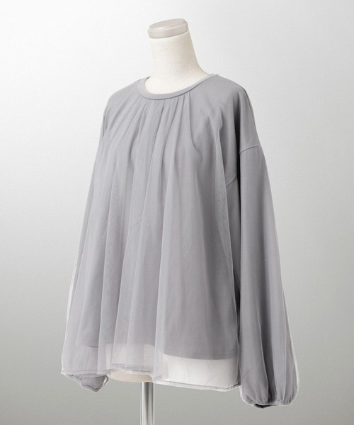HUIT bouquet(ユイット)の「セレクト チュールドッキング プルオーバー HUIT(Tシャツ/カットソー・レディース・ブラック/グレー/ホワイト・M)」の13枚目の写真