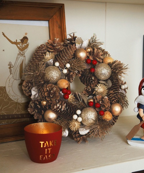 BAYFLOW（ベイフロー）の「[天然素材]クリスマスリース（インテリア雑貨・レディース・レッド/ブラウン/ホワイト/ネイビー/レッド系/ブルー・00）」の2枚目の写真