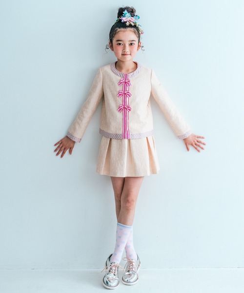 fafa(フェフェ)の「KARLA|ジャケット(ノーカラージャケット・キッズ・ブルー/ベージュ・130/120)」の7枚目の写真