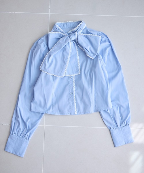 セール】ピコレースボウタイブラウス（シャツ/ブラウス）｜one after