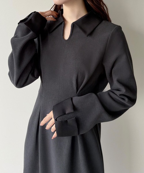 セール】バイカラーコーデュロイタイトワンピース（ワンピース