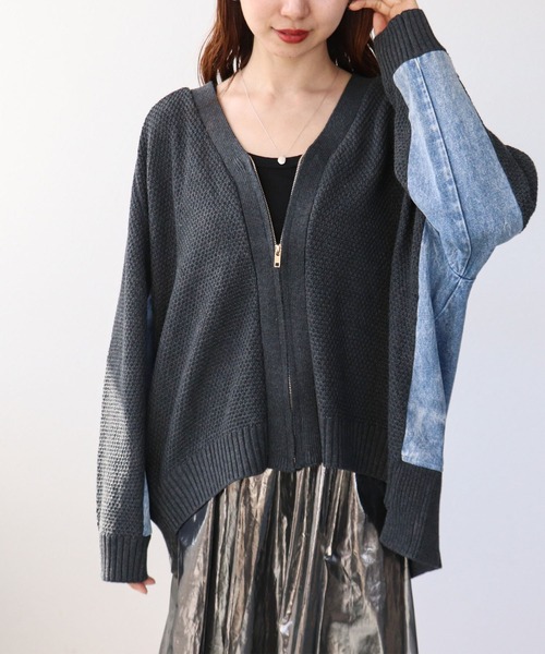 Cepica（セピカ）の「デニムコンビZIPブルゾン　　　＠（カーディガン/ボレロ・レディース・チャコールグレー/ベージュ・FREE）」の2枚目の写真