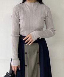ハイネックリブニット