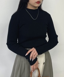 ハイネックリブニット