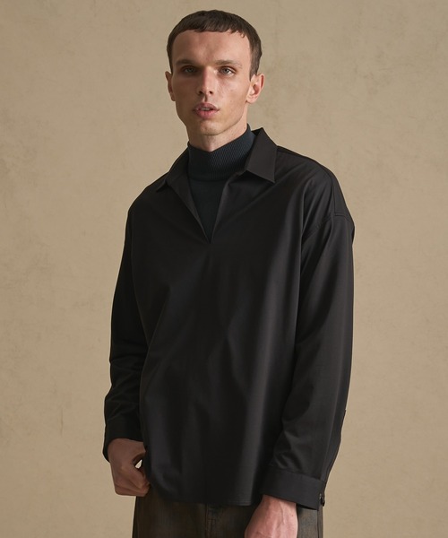 PUBLIC TOKYO(パブリックトウキョウ)の「46Gストレッチスキッパーシャツ(シャツ/ブラウス・メンズ・ダークグレー/ダークブラウン・1/2)」の7枚目の写真
