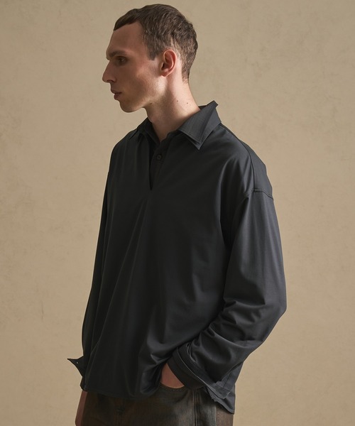 PUBLIC TOKYO(パブリックトウキョウ)の「46Gストレッチスキッパーシャツ(シャツ/ブラウス・メンズ・ダークグレー/ダークブラウン・1/2)」の15枚目の写真