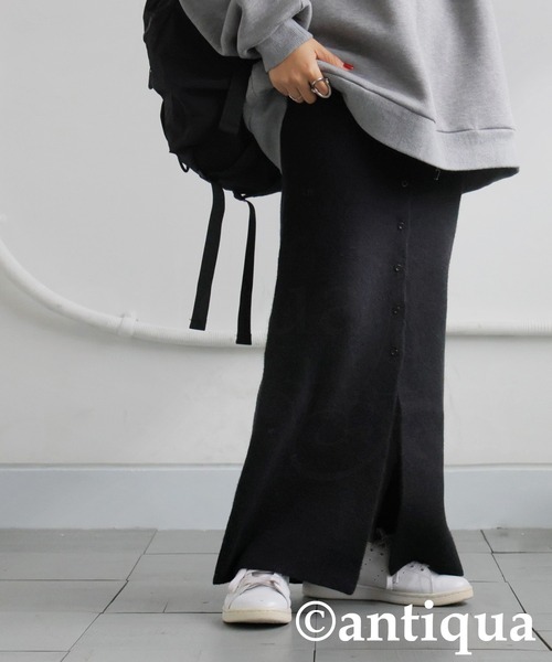 antiqua(アンティカ)の「ボタンニットスカート(スカート・レディース・ブラック/グレー/レッド・ONESIZE)」の6枚目の写真