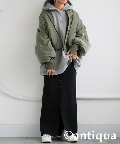 antiqua(アンティカ)の「ボタンニットスカート(スカート・レディース・ブラック/グレー/レッド・ONESIZE)」の7枚目の写真