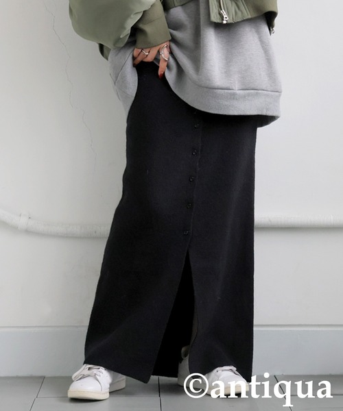 antiqua(アンティカ)の「ボタンニットスカート(スカート・レディース・ブラック/グレー/レッド・ONESIZE)」の8枚目の写真