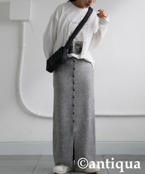 antiqua(アンティカ)の「ボタンニットスカート(スカート・レディース・ブラック/グレー/レッド・ONESIZE)」の10枚目の写真