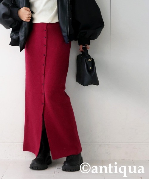 antiqua(アンティカ)の「ボタンニットスカート(スカート・レディース・ブラック/グレー/レッド・ONESIZE)」の13枚目の写真