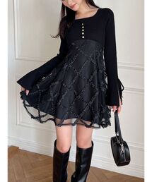 RESEXXY | ドッキングフレアミニニットワンピース(ワンピース)