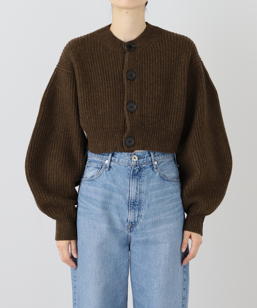 INSCRIRE /アンスクリア】Cropped Cardigan：カーディガン 