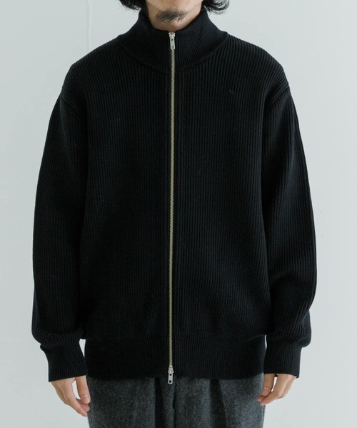 Yonetomi（ヨネトミ）の「Yonetomi　EX FINE WOOL RIB KNIT BLOUSON（ニット/セーター・メンズ・ブラック/アイボリー・3/4）」の3枚目の写真