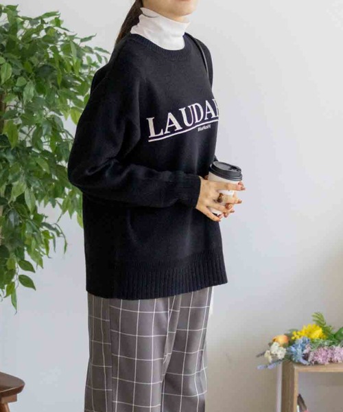 HusHusH（ハッシュアッシュ）の「【HusHusH/ハッシュアッシュ】プリントニットプルオーバー（ニット/セーター・レディース・ネイビー/オフホワイト/グレー・M/L）」の13枚目の写真