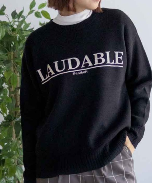 HusHusH（ハッシュアッシュ）の「【HusHusH/ハッシュアッシュ】プリントニットプルオーバー（ニット/セーター・レディース・ネイビー/オフホワイト/グレー・M/L）」の15枚目の写真