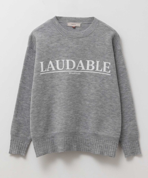 HusHusH（ハッシュアッシュ）の「【HusHusH/ハッシュアッシュ】プリントニットプルオーバー（ニット/セーター・レディース・ネイビー/オフホワイト/グレー・M/L）」の18枚目の写真