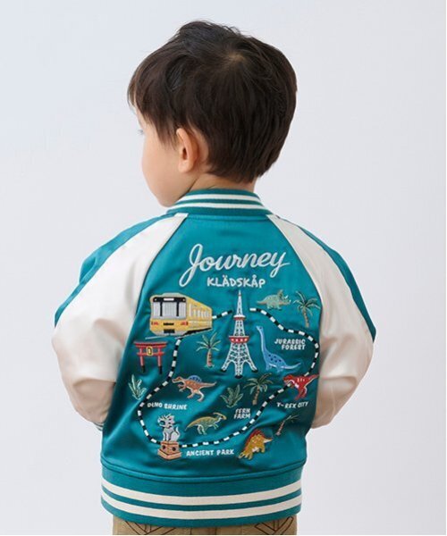 kladskap（クレードスコープ）の「電車×恐竜スカジャン（ブルゾン・キッズ・ネイビー/グリーン・90cm/100cm/110cm/120cm/130cm）」の4枚目の写真