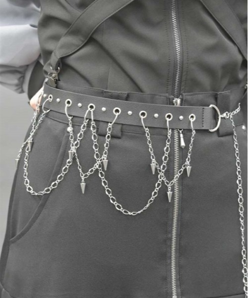 axes femme POETIQUE(アクシーズファムポエティック)の「シルバー・ブレットベルト(ベルト・レディース・グレー/ブラック・FREE)」の2枚目の写真