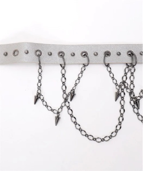 axes femme POETIQUE(アクシーズファムポエティック)の「シルバー・ブレットベルト(ベルト・レディース・グレー/ブラック・FREE)」の7枚目の写真