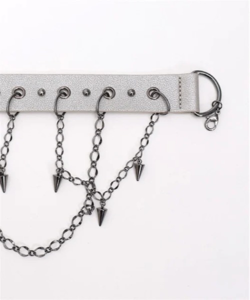 axes femme POETIQUE(アクシーズファムポエティック)の「シルバー・ブレットベルト(ベルト・レディース・グレー/ブラック・FREE)」の8枚目の写真