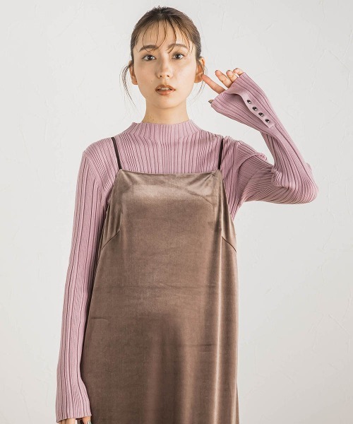 Droite lautreamont(ドロワットロートレアモン)の「袖ボタンランダムリブプルオーバー≪手洗い可能≫(ニット/セーター・レディース・ブルー/オフホワイト/チャコールグレー/ブラック/ピンク/イエロー・M)」の6枚目の写真