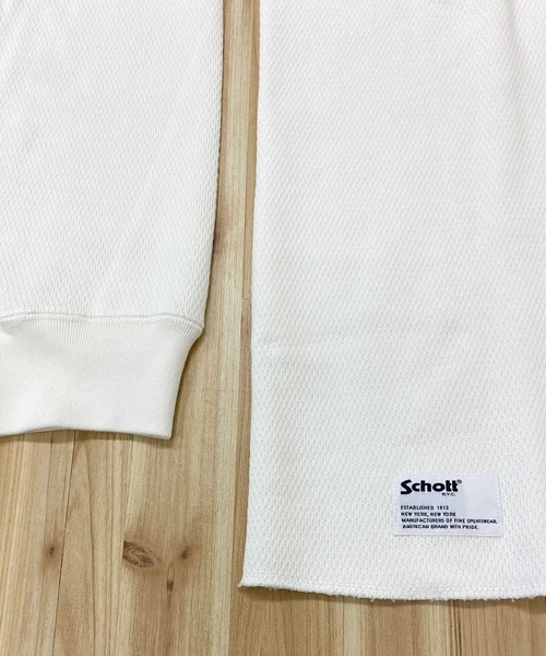 Schott(ショット)の「HONEYCOMB WAFFLE T-SHIRT(Tシャツ/カットソー・メンズ・ブラック/グレー/ホワイト・XL/L/XXL/M)」の6枚目の写真