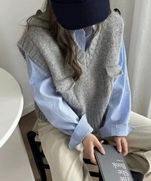 Vネックニットベスト
