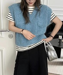 emi+（エミプラス）の「Vネックニットベスト（ベスト）」