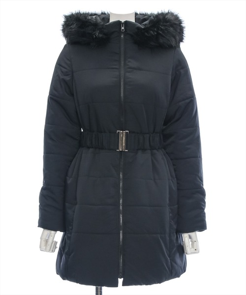 clear（クリア）の「ベルト付ミドル丈中綿ダウン[大人可愛い　体型カバー ファー] ≪2024AW新作≫（その他アウター・レディース・ブラック/アイボリー・F）」の16枚目の写真